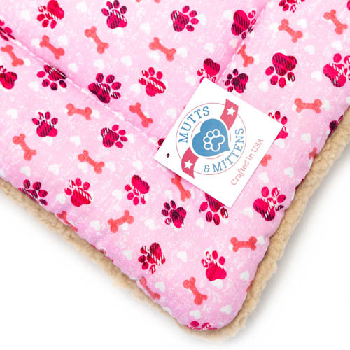 Flat Bed - Pink Paw Cotton